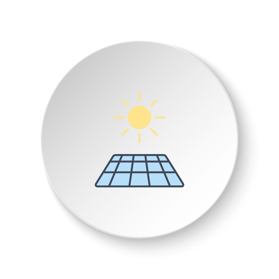 Round button for web icon, solar, sun, charger. Button banner round, badge interface for application illustration on white background vector