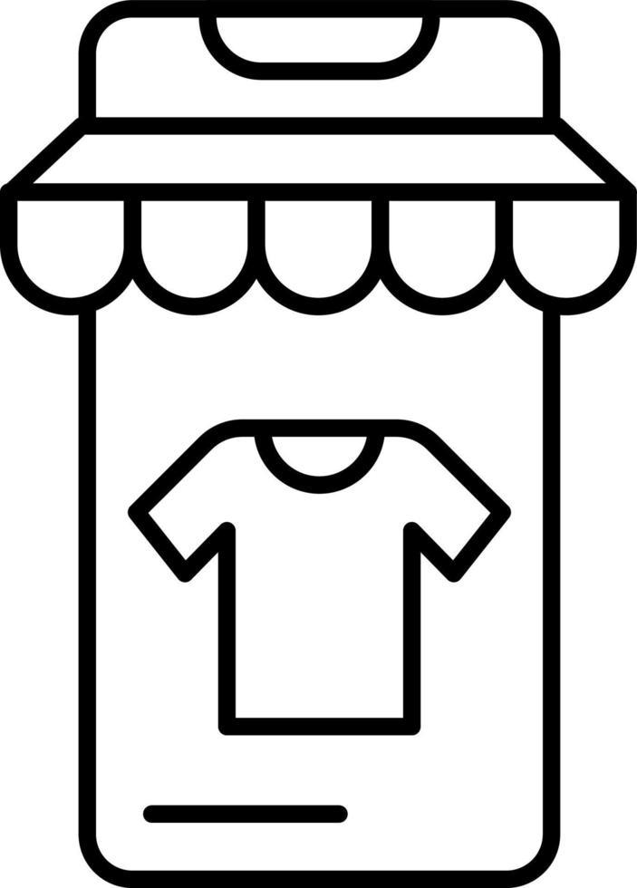 E-commerce smartphone, store, t shit outline vector icon