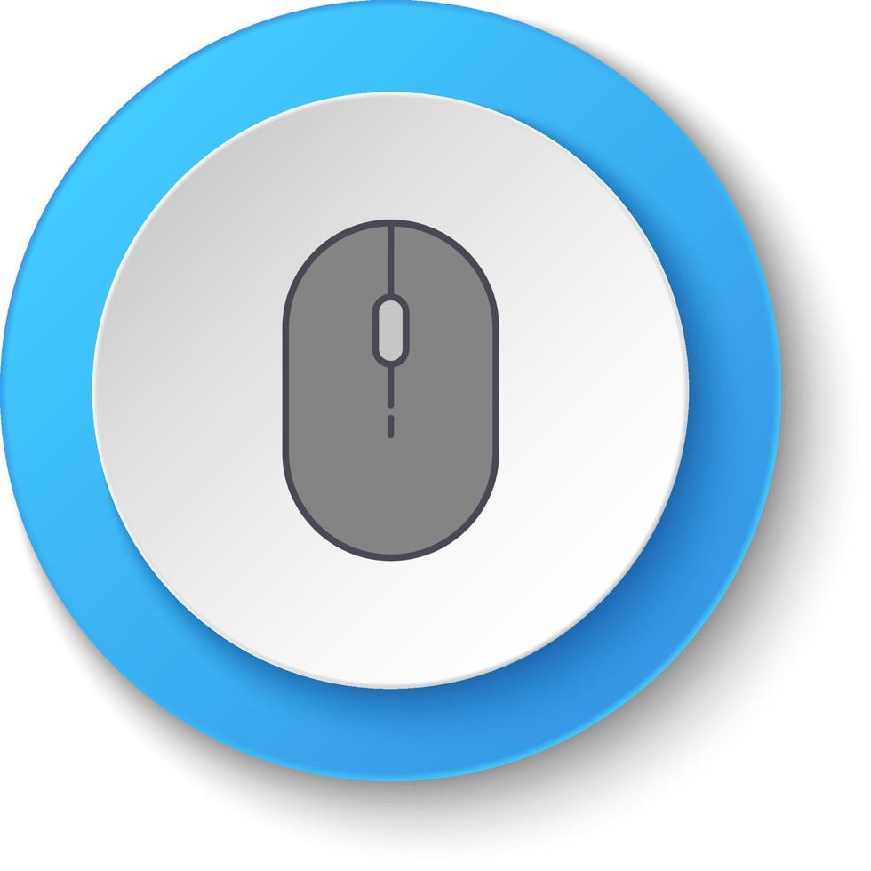 redondo botón para web icono. hacer clic, hardware, ratón. botón bandera redondo, Insignia interfaz para solicitud ilustración en blanco antecedentes vector