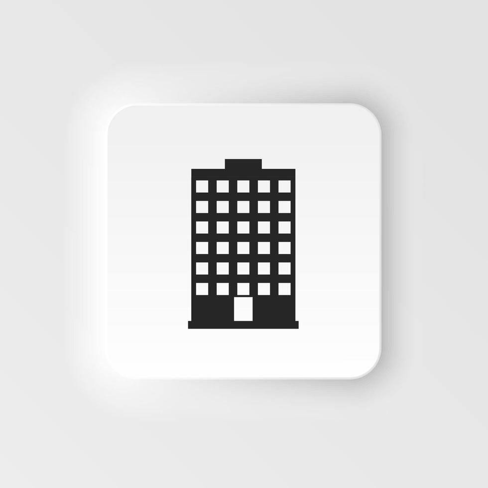 Building vector neumorphic style icon. Building illustration black an white vector neumorphic style icon isolated on white background - Vector. Building neumorphic style icon. .