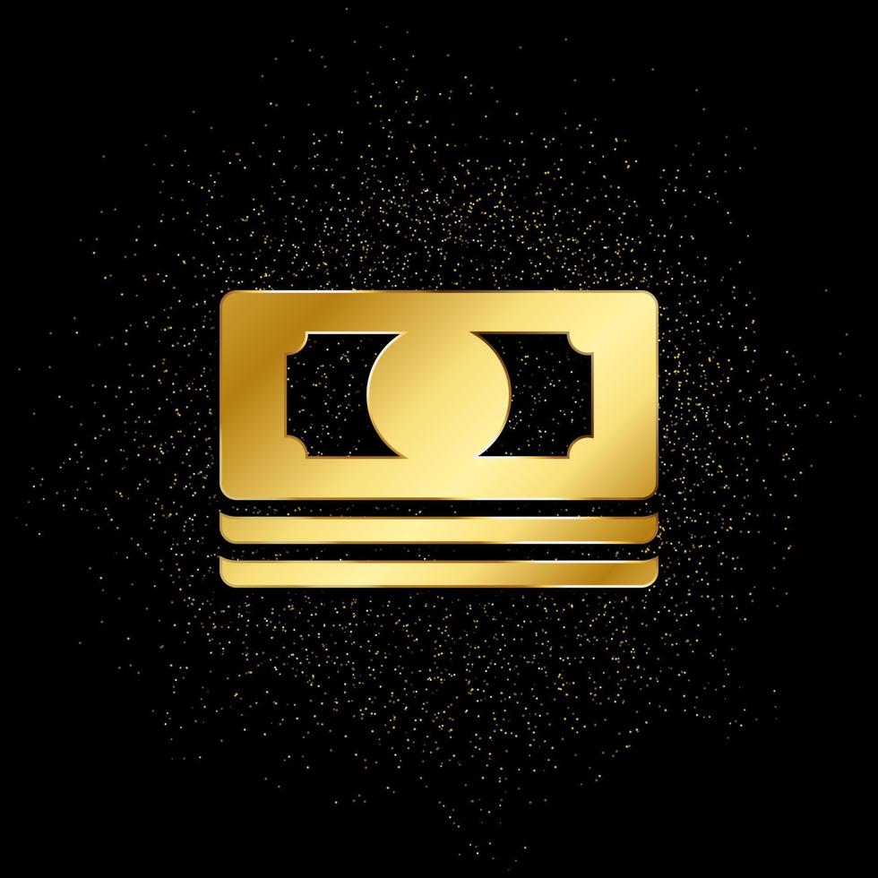 dinero en efectivo, dinero, paquete oro icono. vector ilustración de dorado partícula antecedentes. oro icono