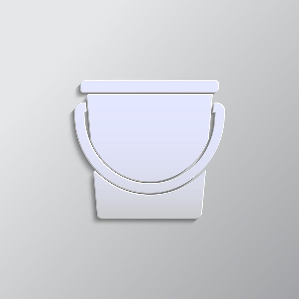 Bucket, ice bucket paper style, icon. Grey color vector background- Paper style vector icon.