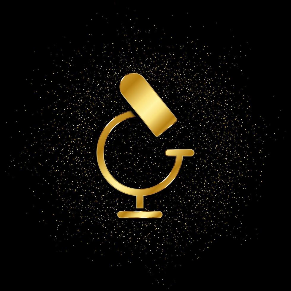 microscope gold icon. Vector illustration of golden particle background. isolated vector sign symbol - Education icon black background .