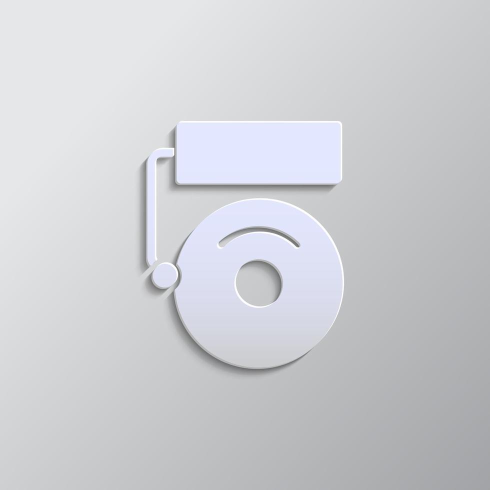 alarm, school paper style, iocn. Grey color vector background- Paper style vector icon.