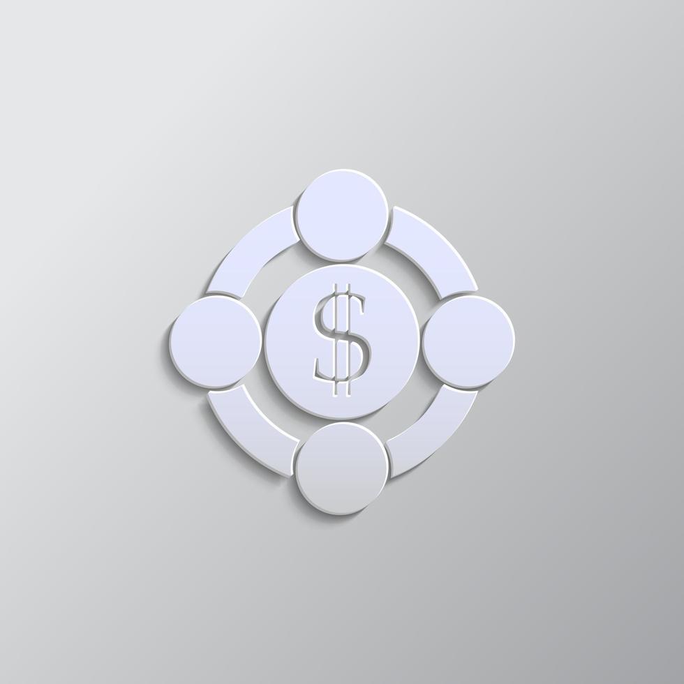 business, collaboration paper style, icon. Grey color vector background- Paper style vector icon