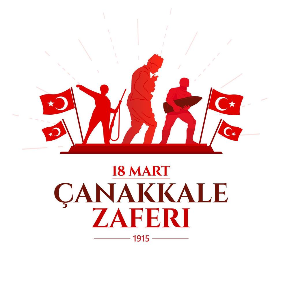 March 18 Canakkale victory card design. Anniversary of the Canakkale Victory. Turkish Canakkale zaferi 18 Mart 1915. Vector illustration