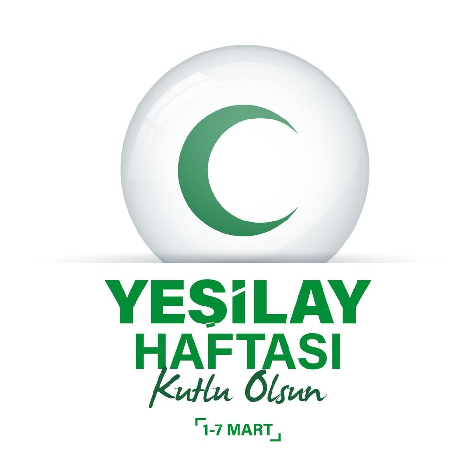 1-7 mercado yesilay haftasi social conciencia día en contra insalubre vivo en pavo. Traducción verde creciente semana 1-7 marzo. vector ilustración