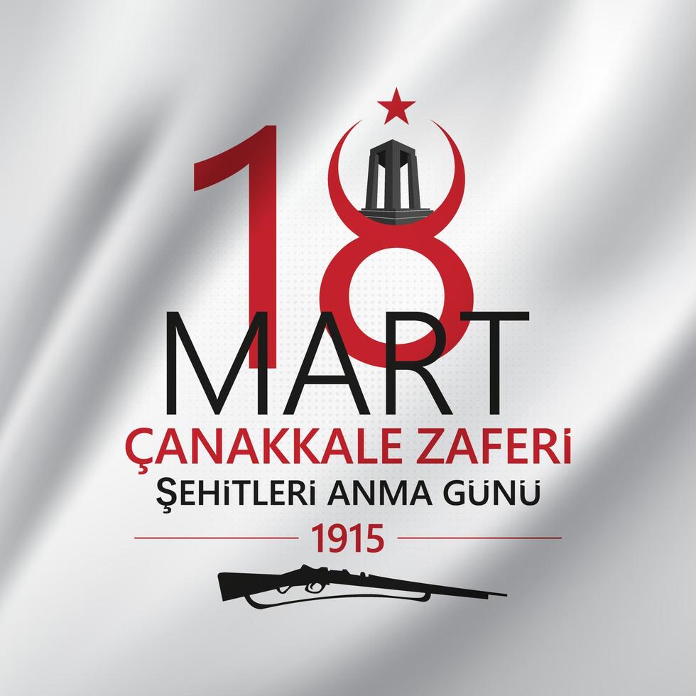 marzo 18 Canakkale victoria tarjeta diseño. aniversario de el Canakkale victoria. turco Canakkale zaferi 18 mercado 1915. vector ilustración