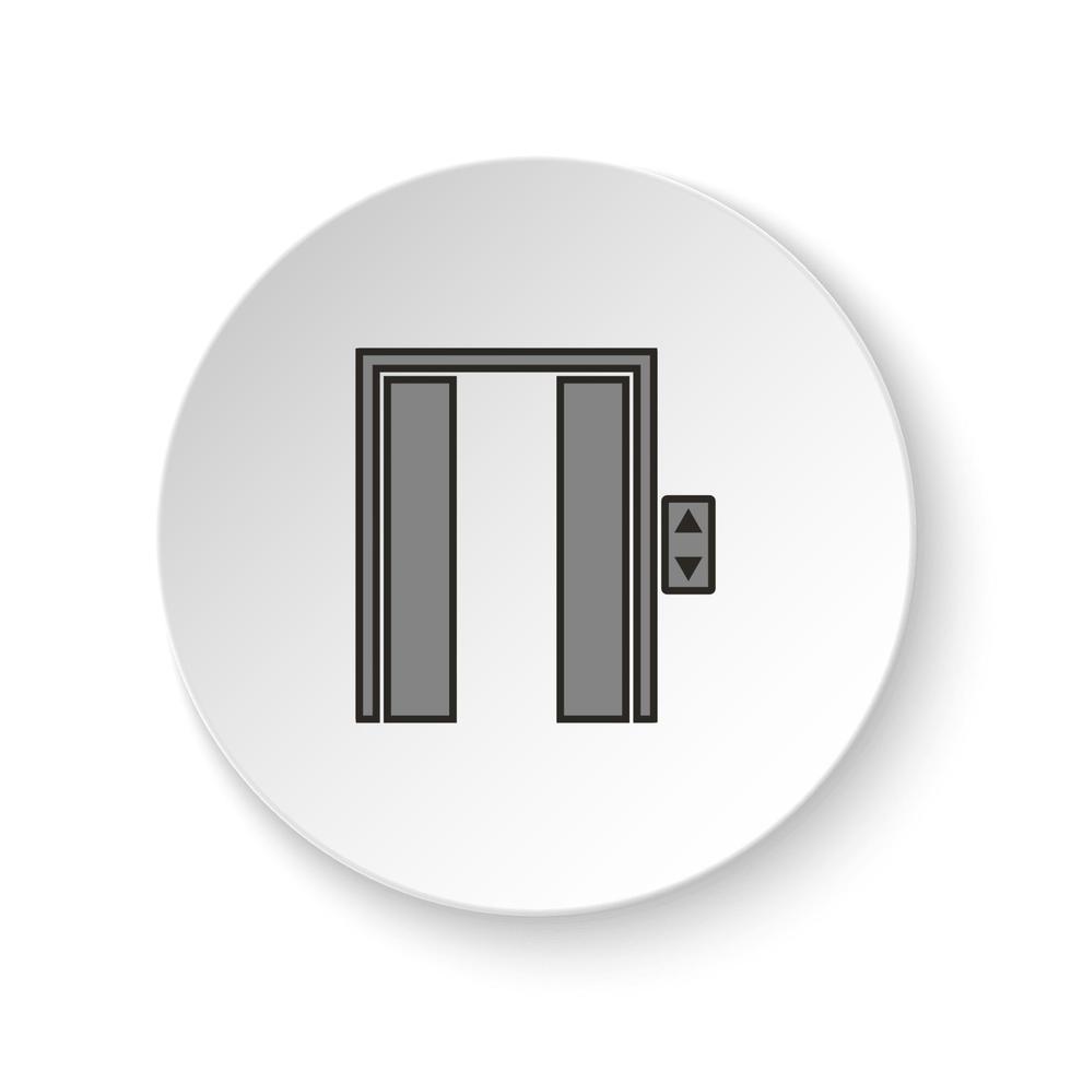 redondo botón para web icono, ascensor abierto, icono. botón bandera redondo, Insignia interfaz para solicitud ilustración en blanco antecedentes vector