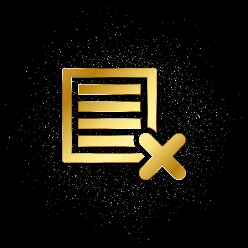delete, ecommerce, box gold icon. Vector illustration of golden particle background. gold icon