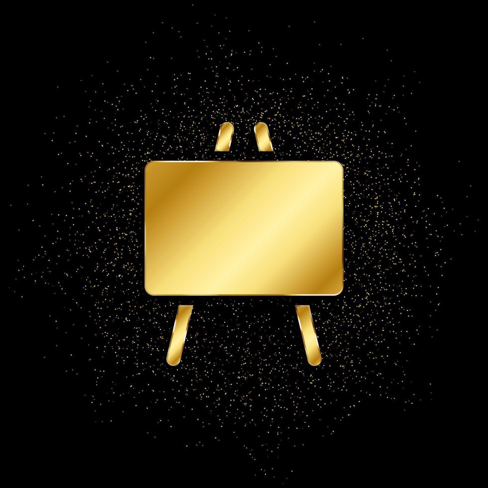 blackboard gold icon. Vector illustration of golden particle background. isolated vector sign symbol - Education icon black background .