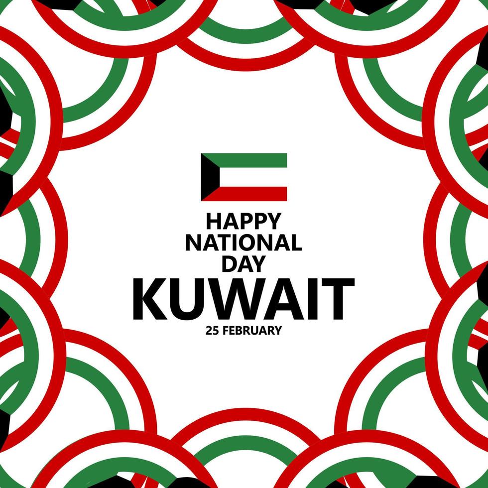 Kuwait nacional día vector modelo con circular cinta banderas medio este país público día festivo.