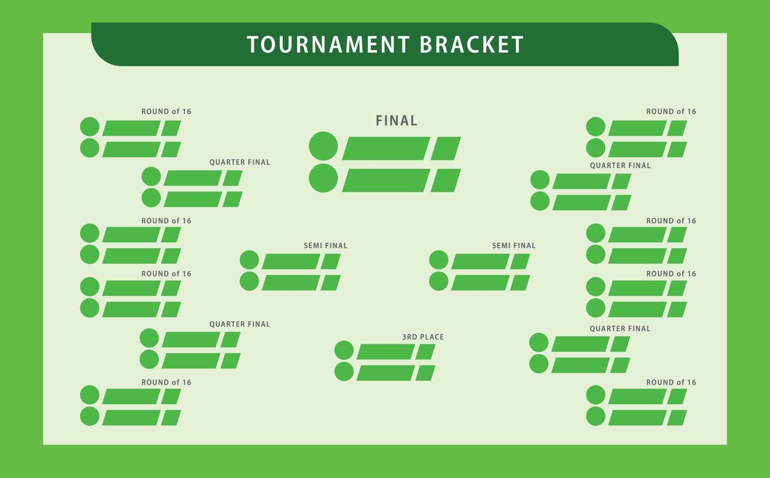 Simple green colored tournament bracket. Suitable for sports match, tournament, competition, and championship. vector