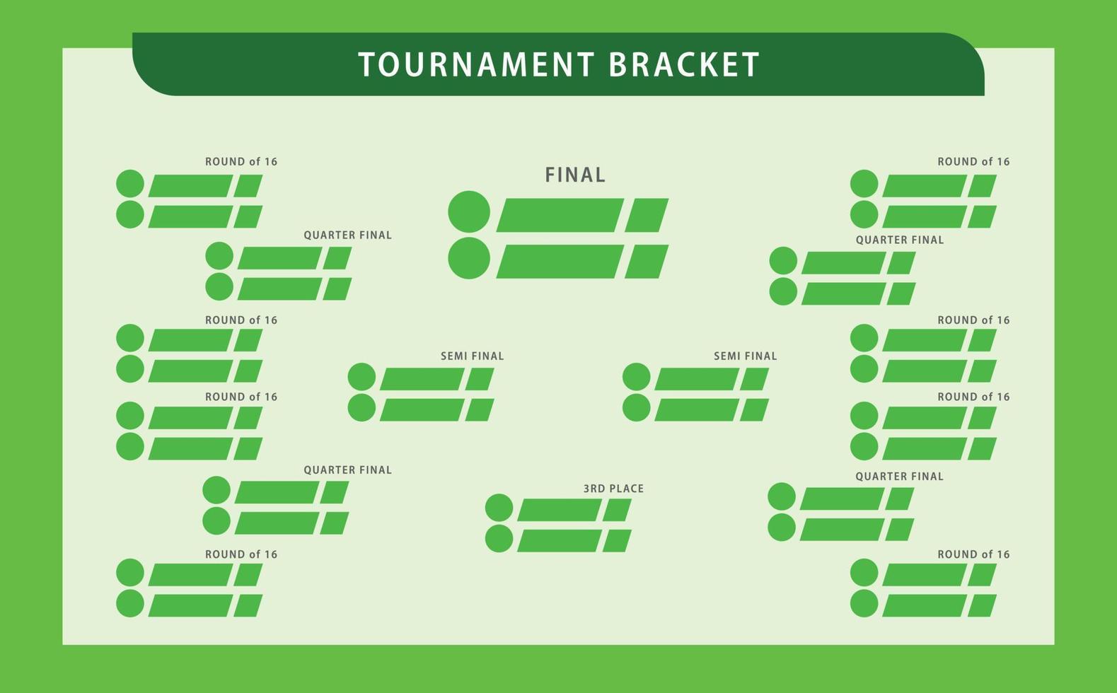 Simple green colored tournament bracket. Suitable for sports match, tournament, competition, and championship. vector