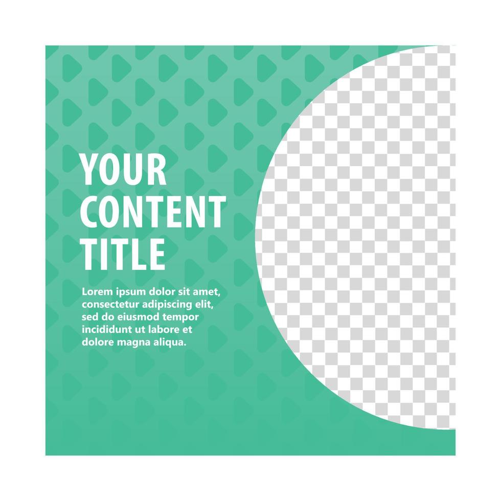 Green colored social media template with pattern and half circle image space. vector