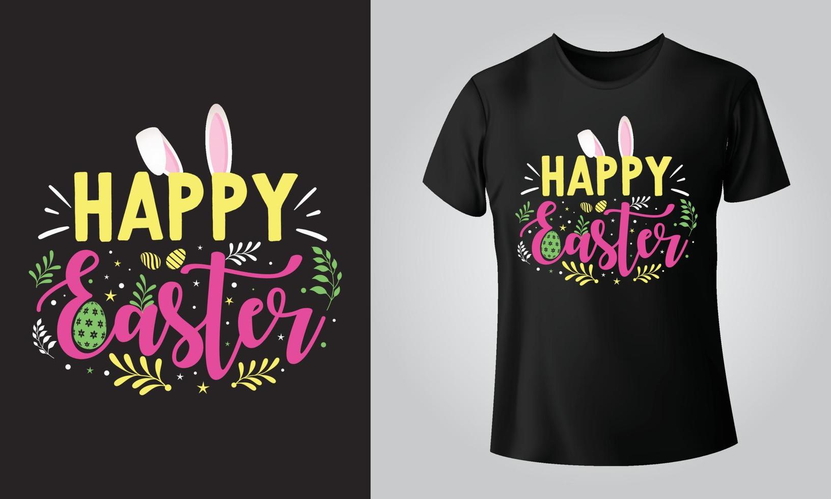 Happy easter - Typographical Black Background, T-shirt, mug, cap and other print on demand Design, svg, Vector, EPS, JPG vector