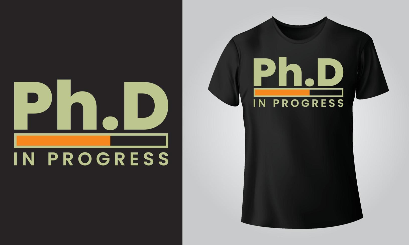 Ph.D in progress - Typographical Black Background, T-shirt, mug, cap and other print on demand Design, svg, png, jpg, eps vector