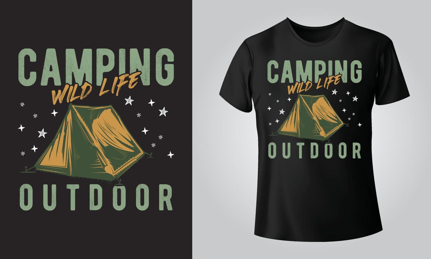 Camping wild life outdoor - Typographical Black Background, T-shirt, mug, cap and other print on demand Design, svg, png, jpg, eps vector