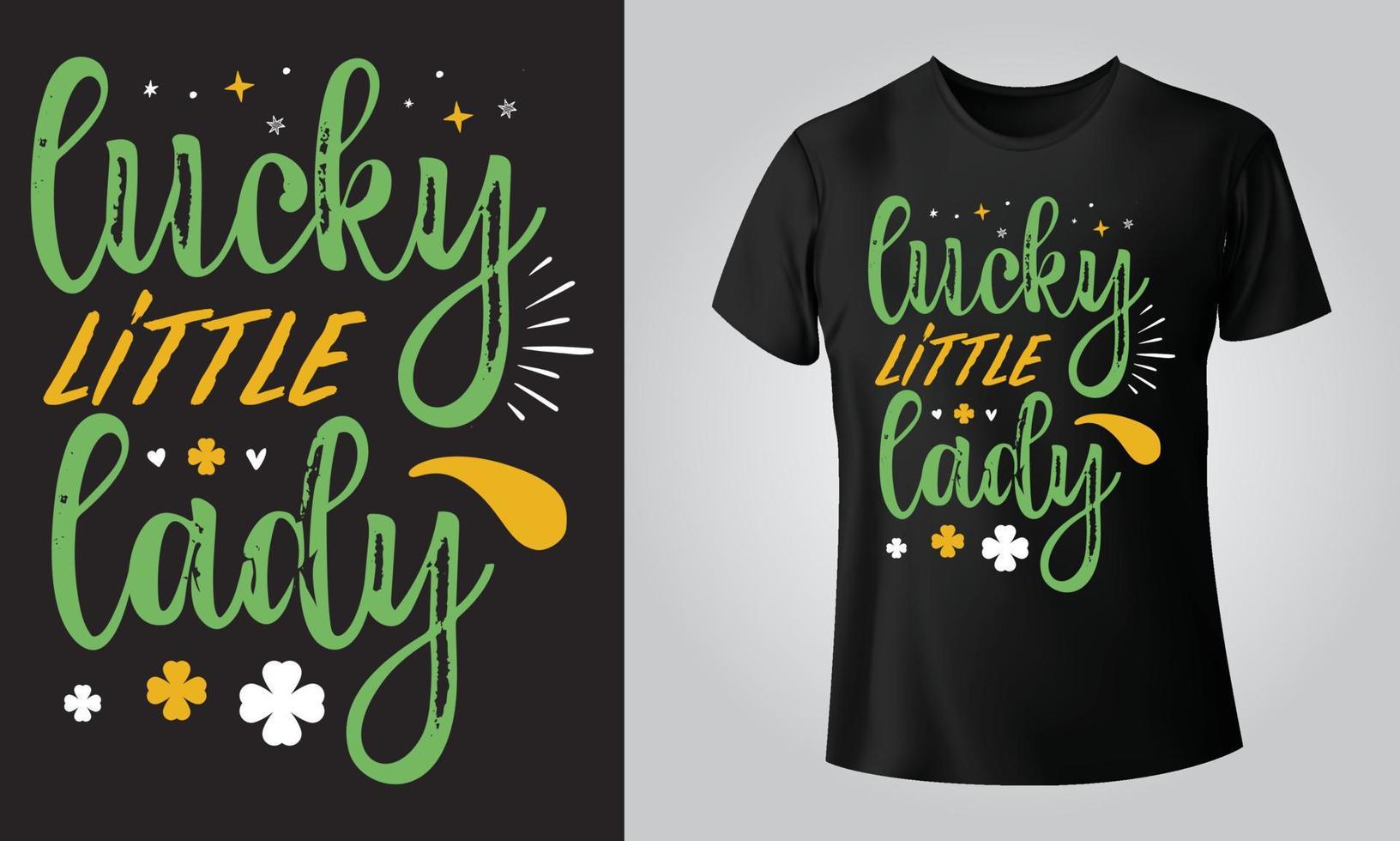 Lucky little lady - Typographical Black Background, T-shirt, mug, cap and other print on demand Design, svg, Vector, EPS, JPG vector