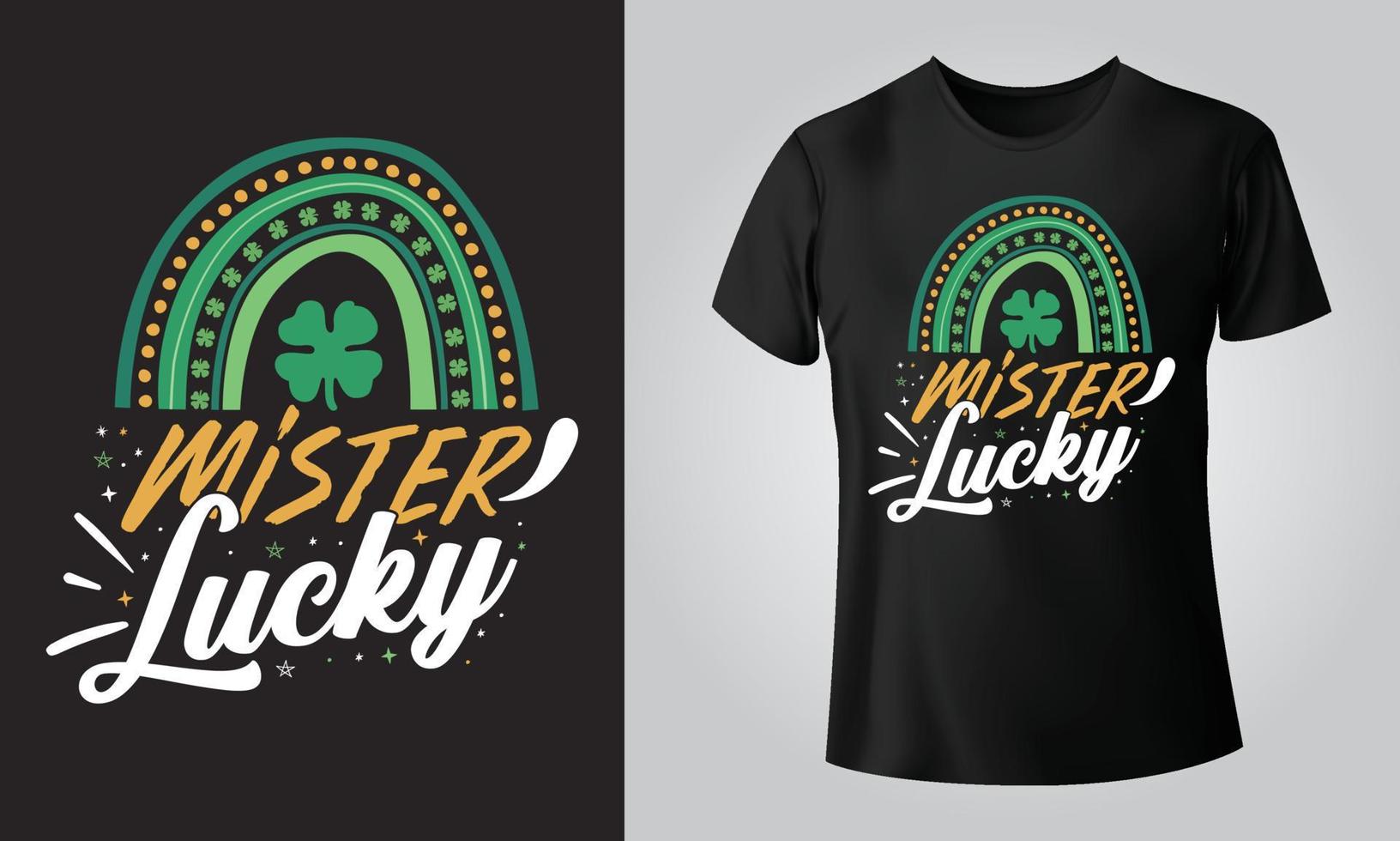 Mister Lucky - Typographical Black Background, T-shirt, mug, cap and other print on demand Design, svg, Vector, EPS, JPG vector