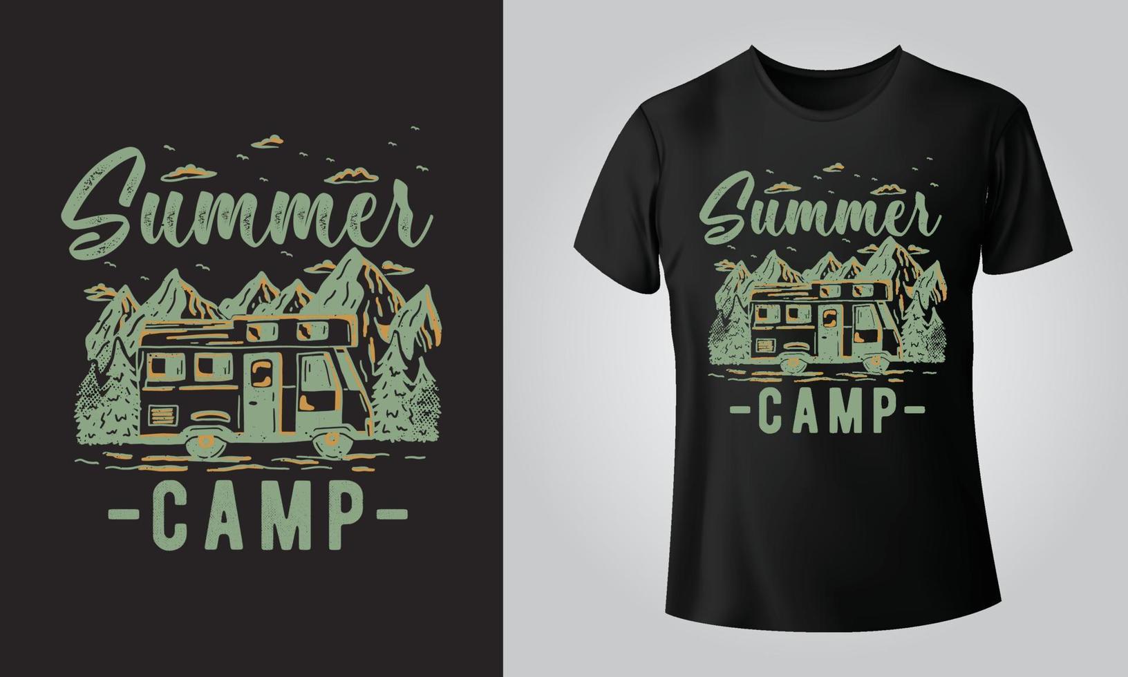 verano acampar - tipográfico negro fondo, camiseta, taza, gorra y otro impresión en demanda diseño, svg, png, jpg, eps vector