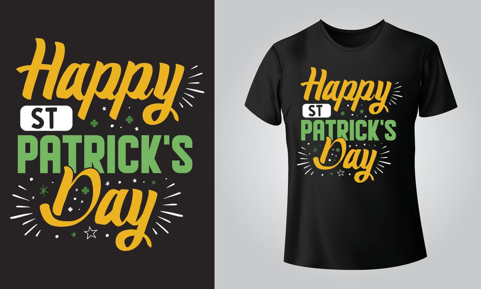 Happy St Patrick's Day - Typographical Black Background, T-shirt, mug, cap and other print on demand Design, svg, Vector, EPS, JPG vector