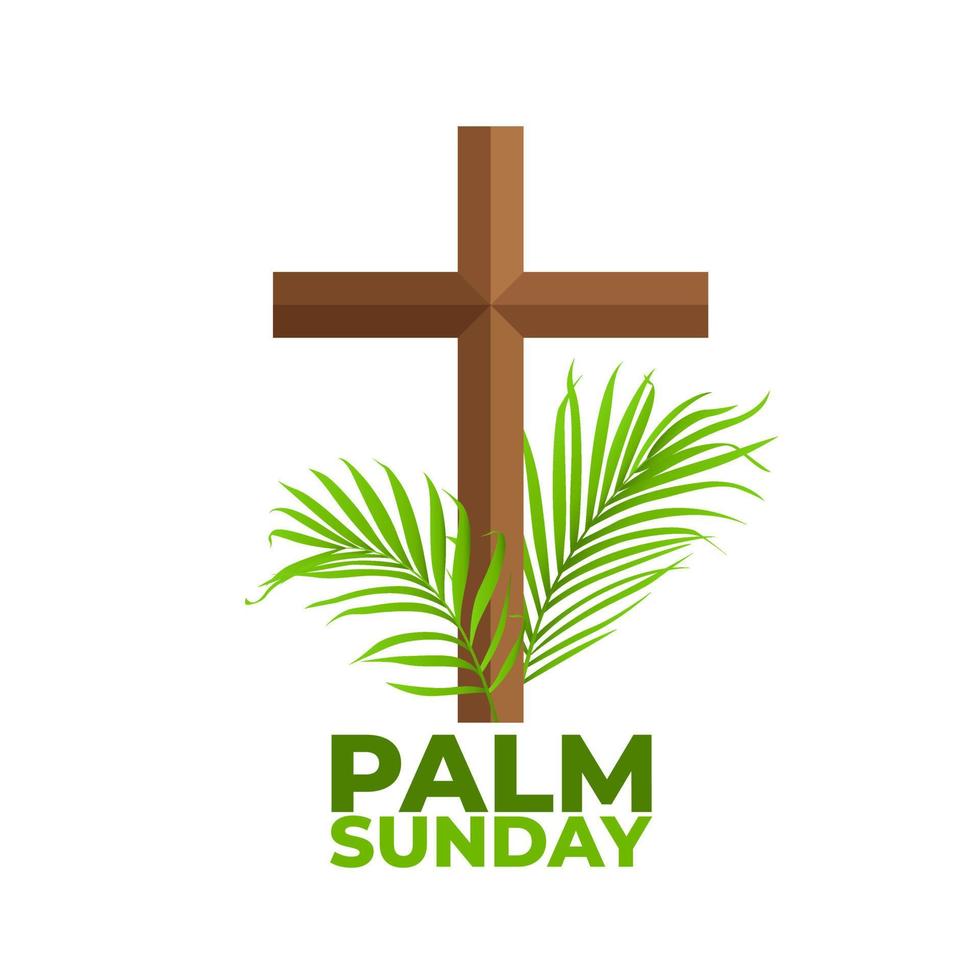 Christian Cross and palm leaves illustration. Palm Sunday design, Easter and the Resurrection of Christ 01 vector