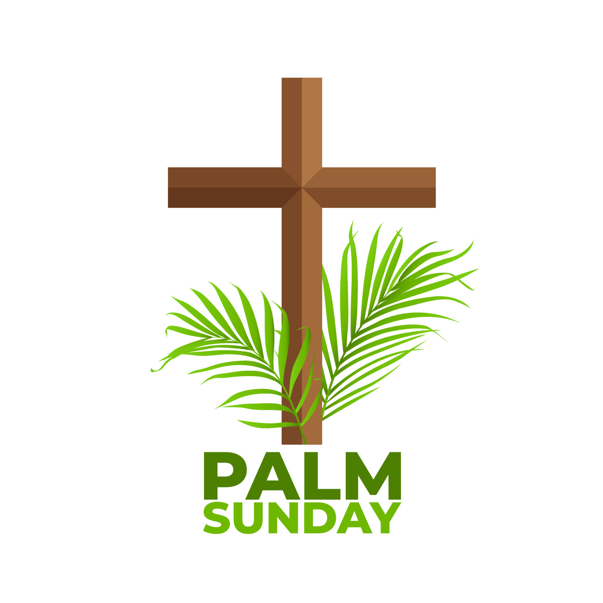Christian Cross and palm leaves illustration. Palm Sunday design