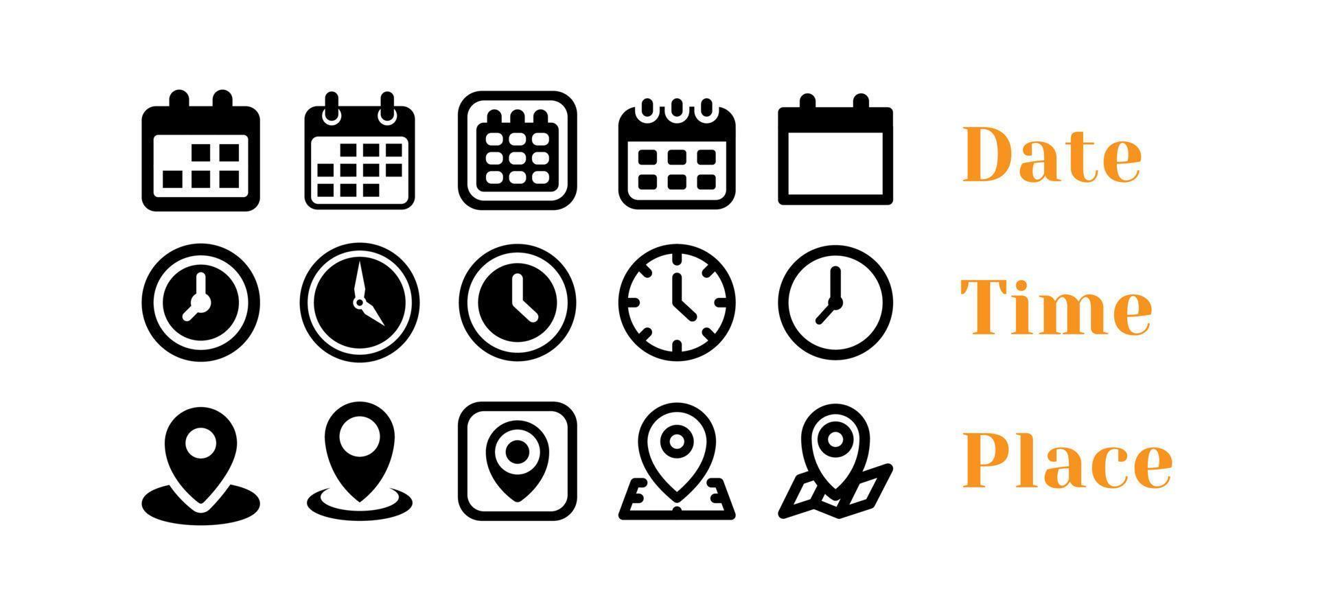 Date, Time, Address or Place Icons Symbol set 30 Desember 2022 vector