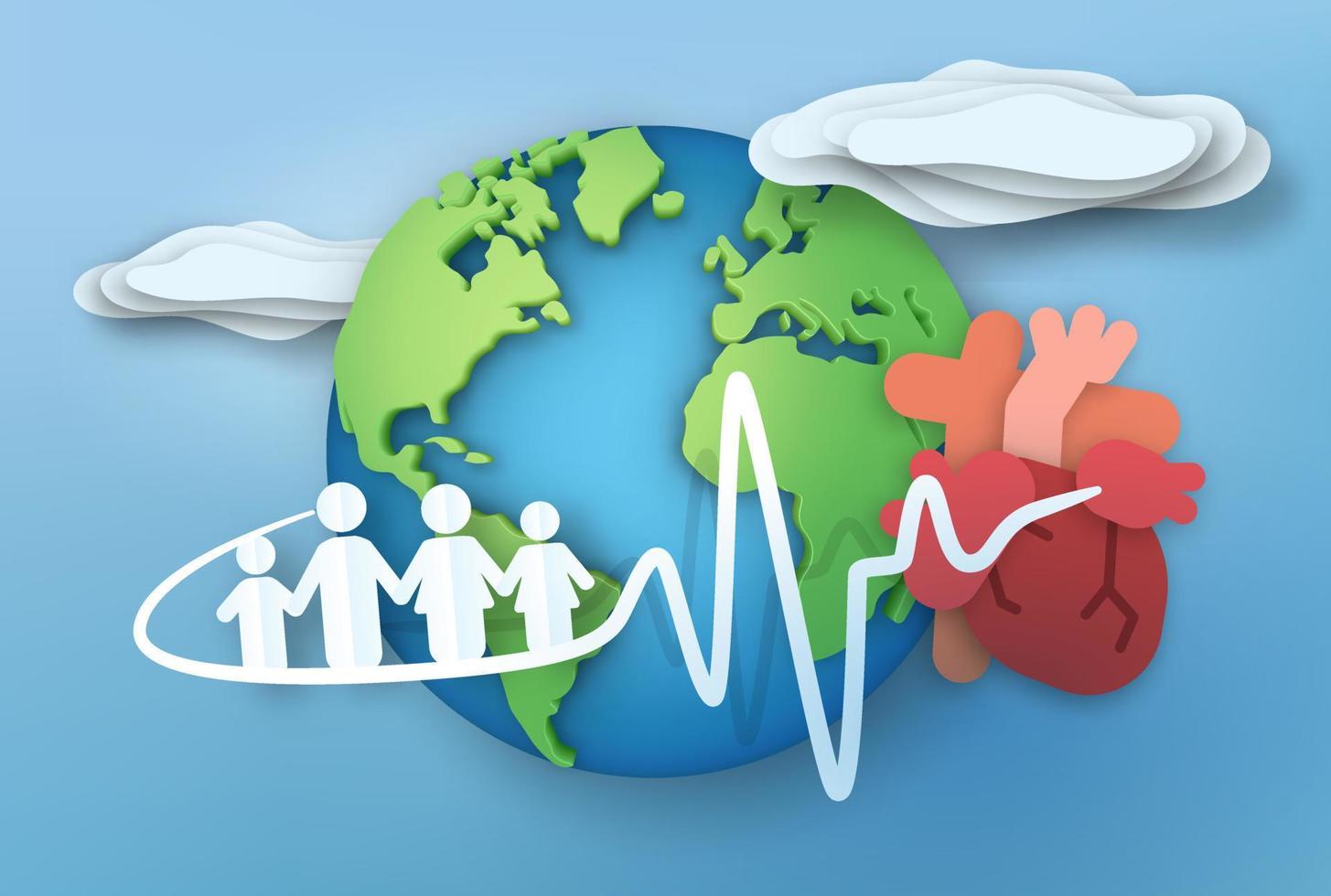 mundo salud día concepto diseño. global salud conciencia día ilustración vector