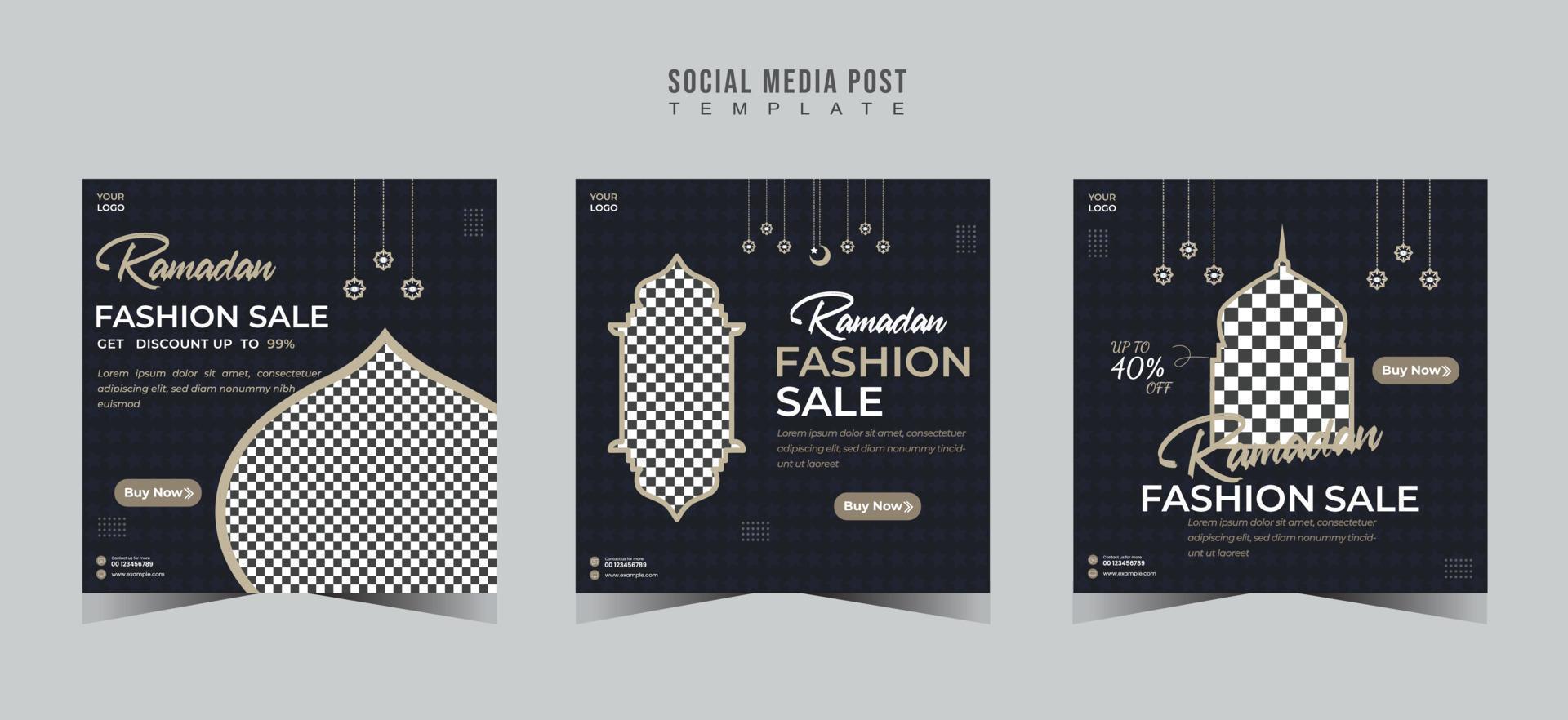 Islamic Ramadan social media post template design vector