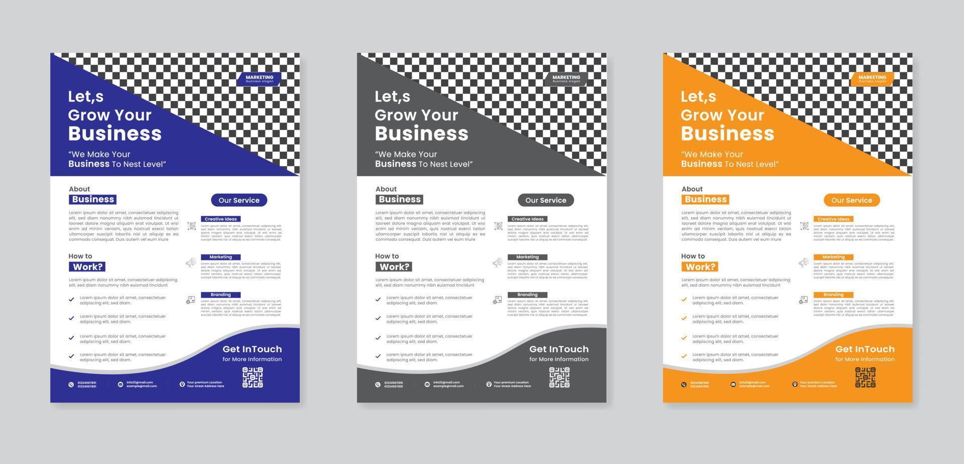 Corporate business flyer template design set with blue, magenta, advertise, marketing, business proposal, promotion, publication, Vector eco flyer, IT Company flyer , Geometric shape, and leaflets