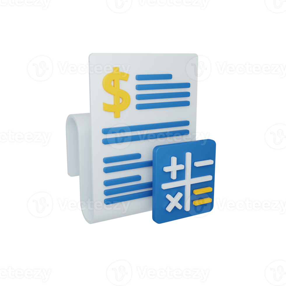 3d rendering accounting concept with calculator and colorful report or statement png