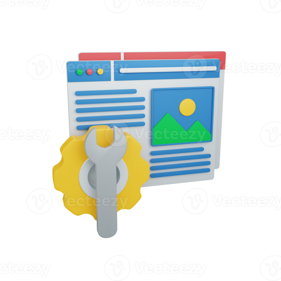 3d rendering web development isolated. useful for development and web design illustration png