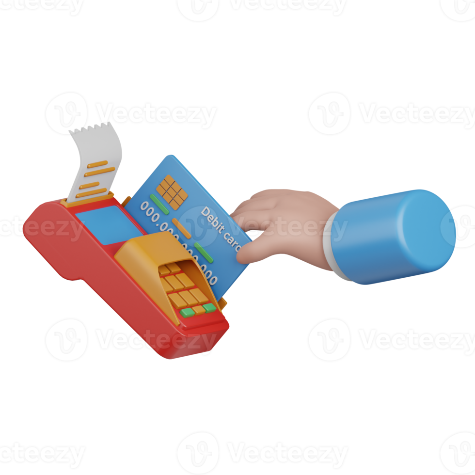 3d rendering card payment machine isolated useful for banking, currency, finance and global business png