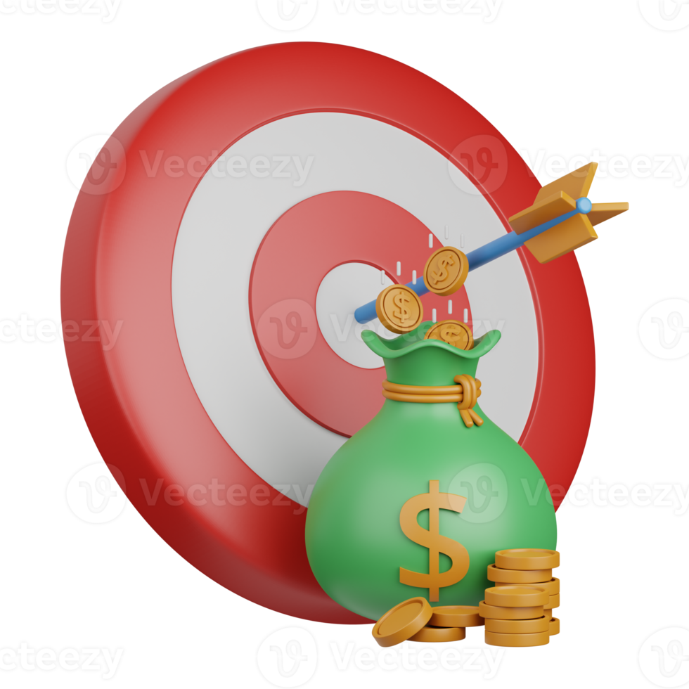 3d rendering revenue target isolated useful for banking, currency, finance and global business png