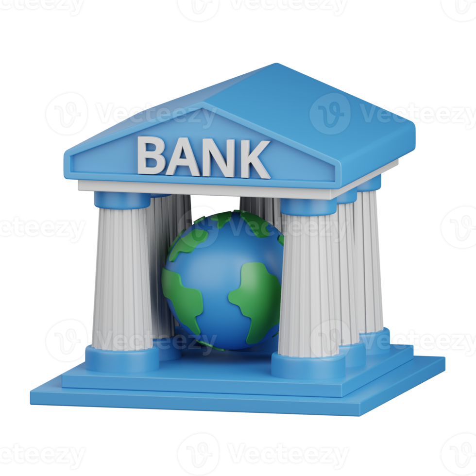 3d rendering world bank isolated useful for banking, currency, finance