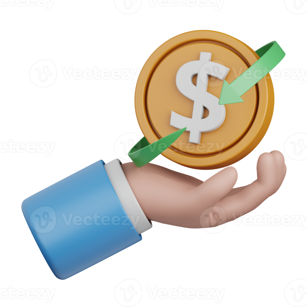 3d rendering money refund isolated useful for banking, currency, finance and global business design png