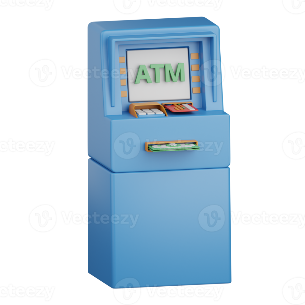 3d rendering atm machine isolated useful for banking, currency, finance and global business design png
