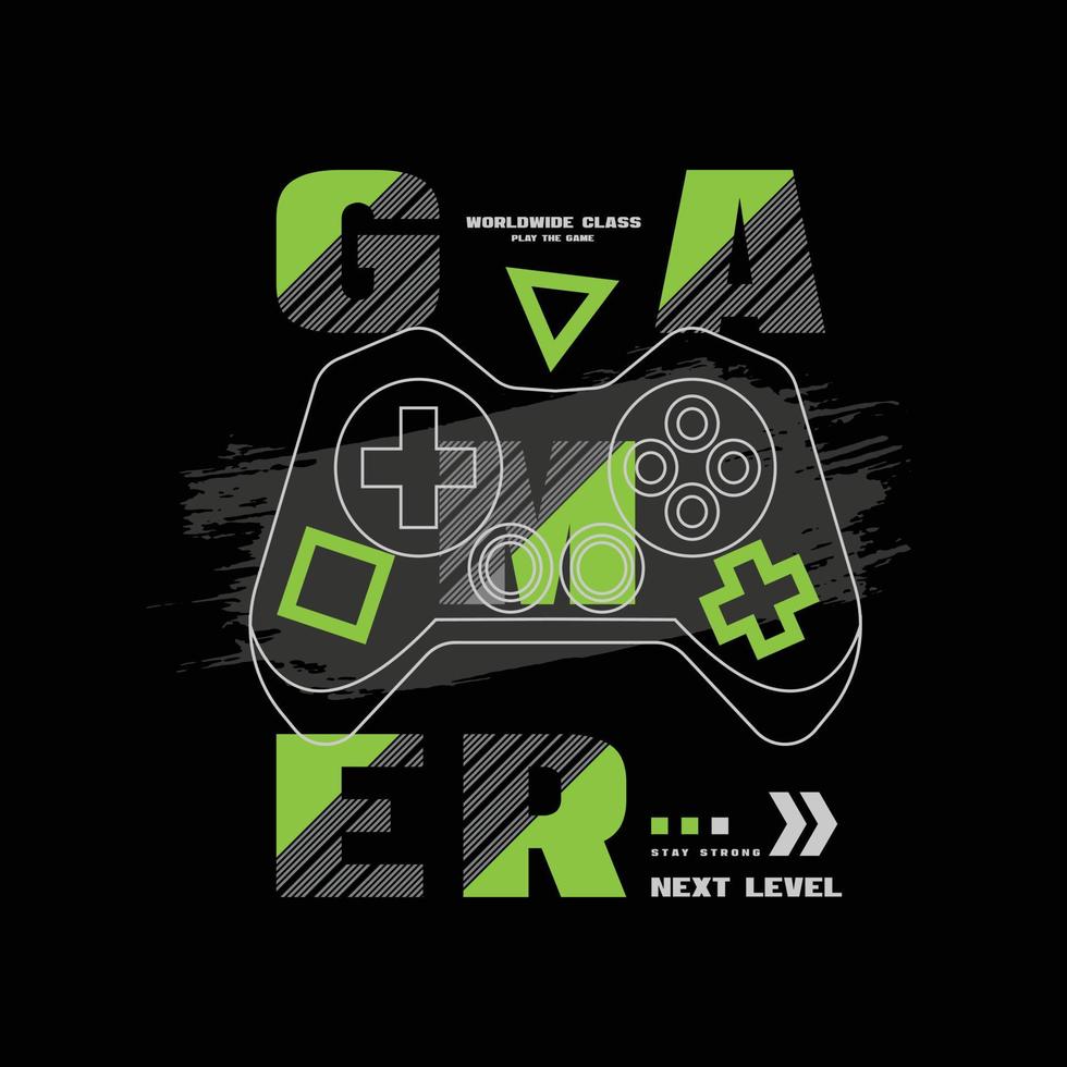 Gamer t-shirt and apparel design vector