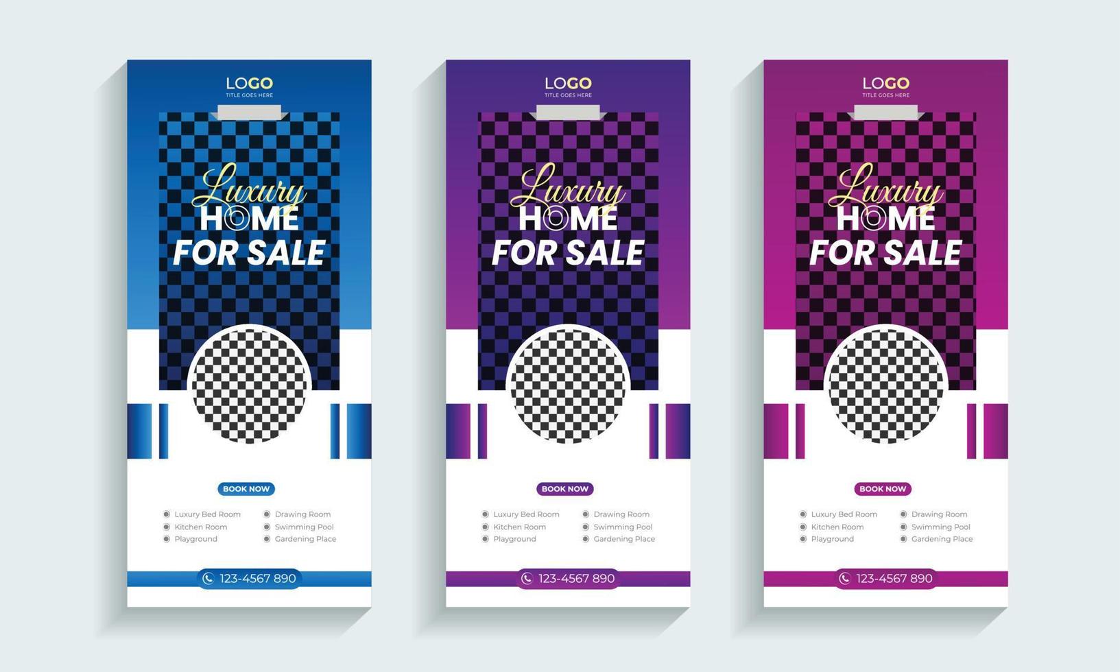 Home sell Real Estate roll up banner or cover design template vector