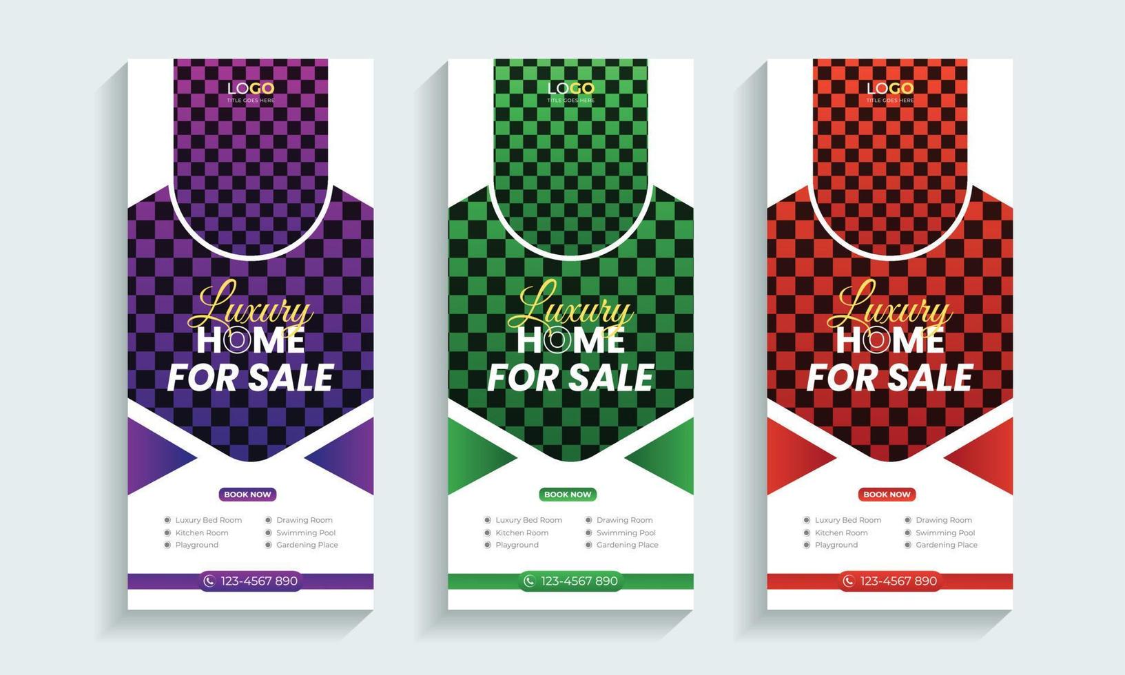 Home sell Real Estate roll up banner or cover design template vector