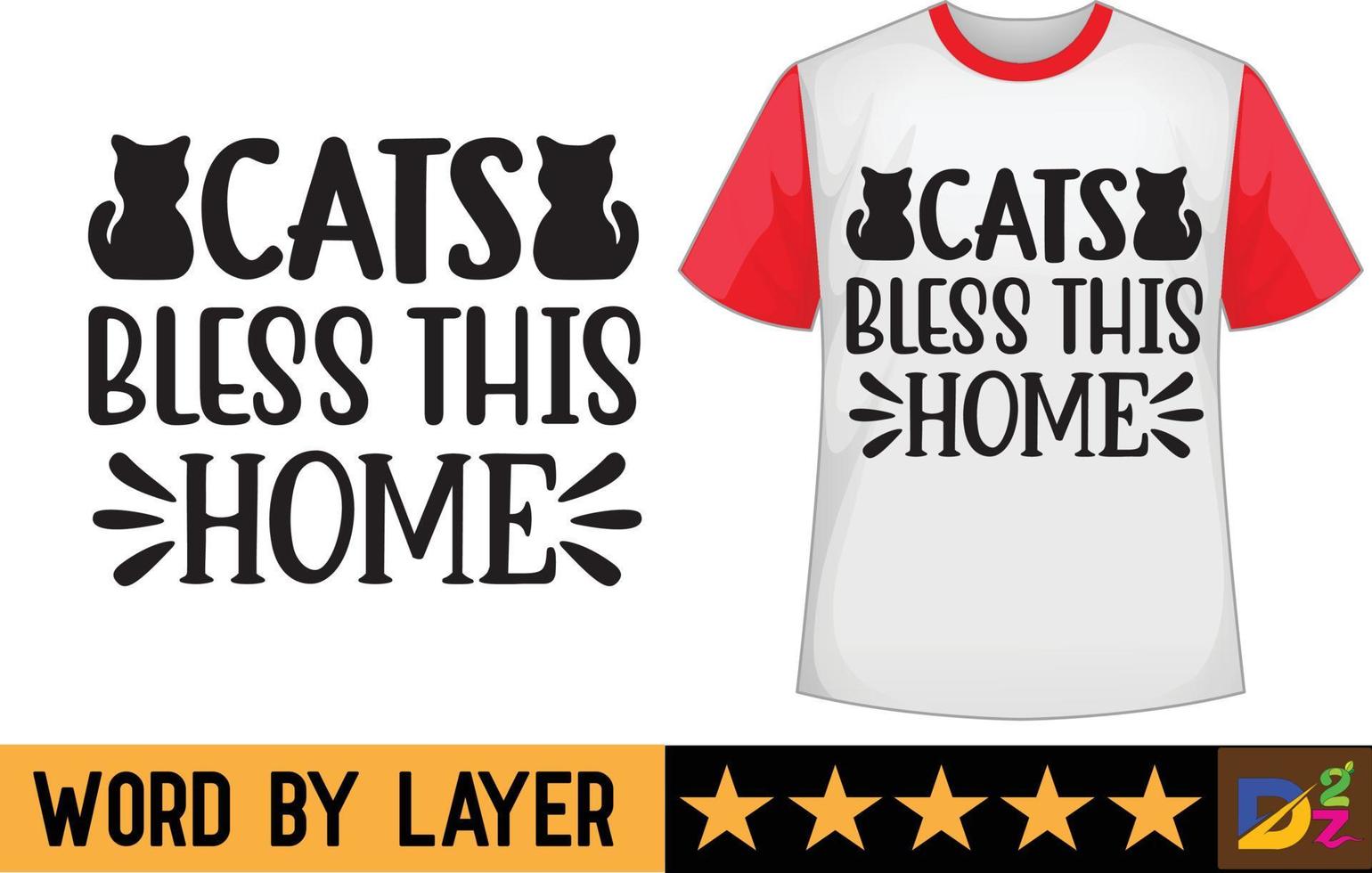 gatos bendecir esta hogar svg t camisa diseño vector