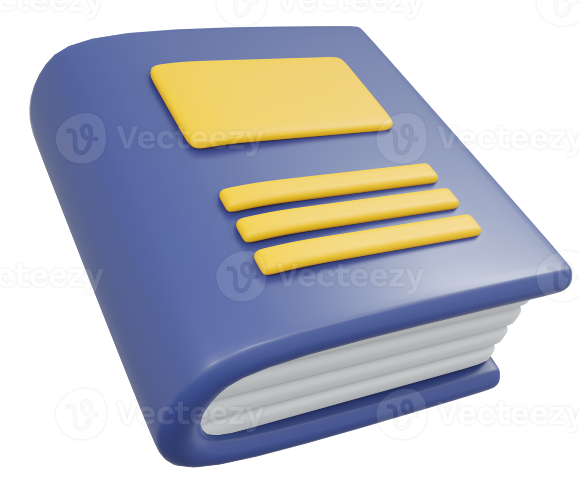 3D Rendering back to school book cartoon style. 3D Render illustration. png