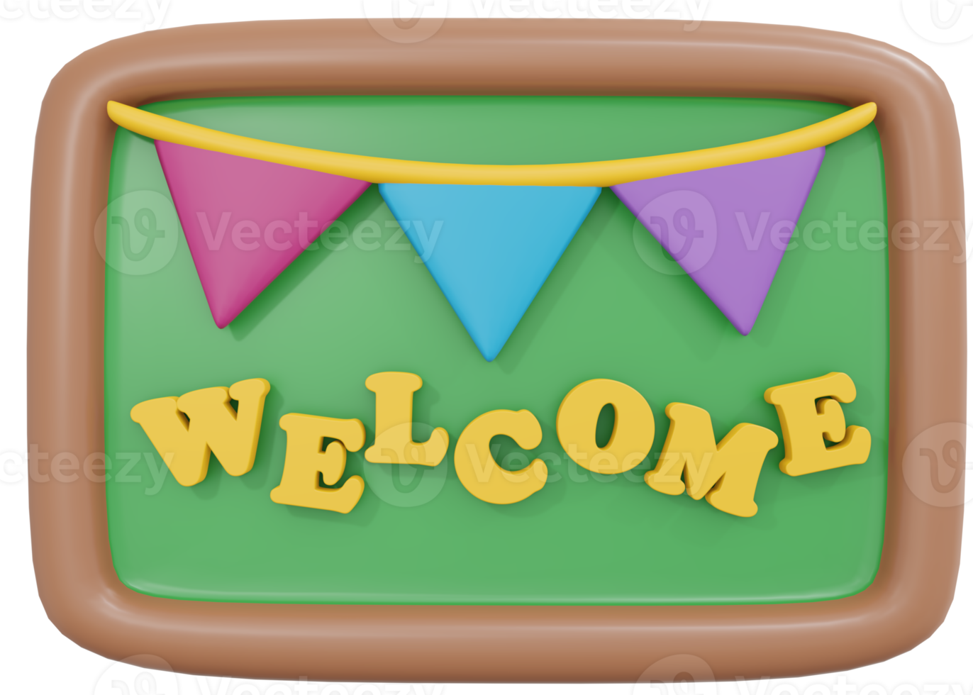 3D Rendering back to school board with welcome text cartoon style. 3D Render illustration. png