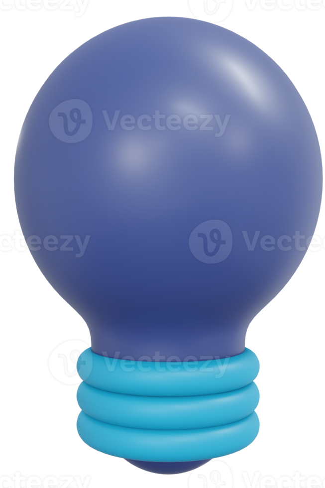 3D Rendering light bulb cartoon style. 3D Render illustration. png