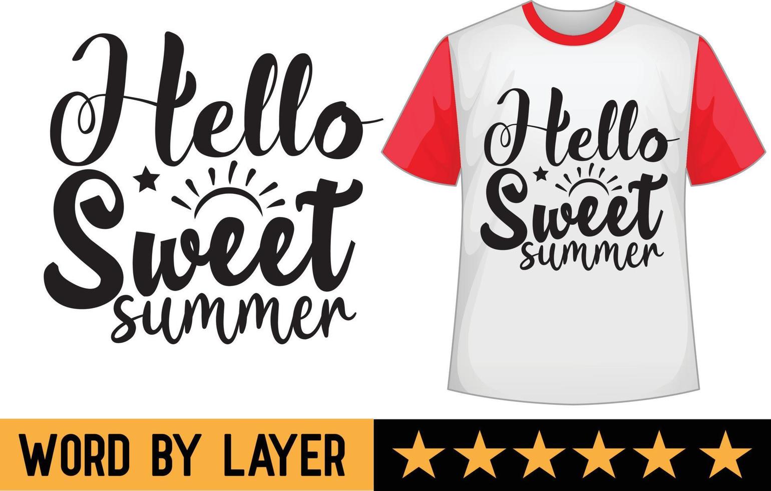 Hola dulce verano svg t camisa diseño vector