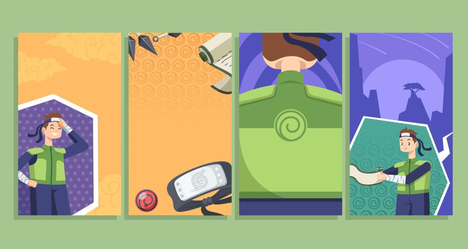 Ninja Boy Social Media Story Template vector