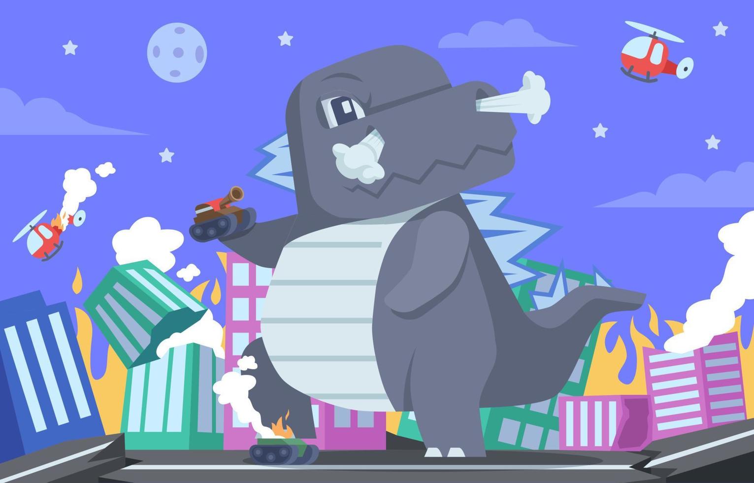 Giant Monster Attacking City vector