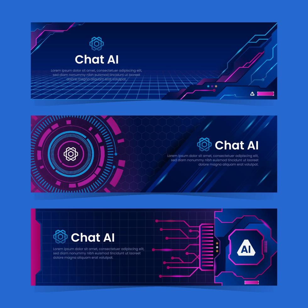 Chat AI Technology Banner Set vector